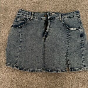 High waisted denim mini Skirt with built in shorts Size L